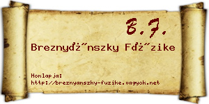 Breznyánszky Füzike névjegykártya